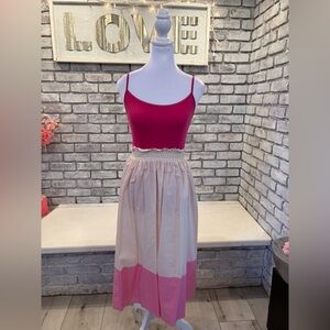 Block colored long skirt